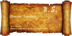 Manák Sándor névjegykártya